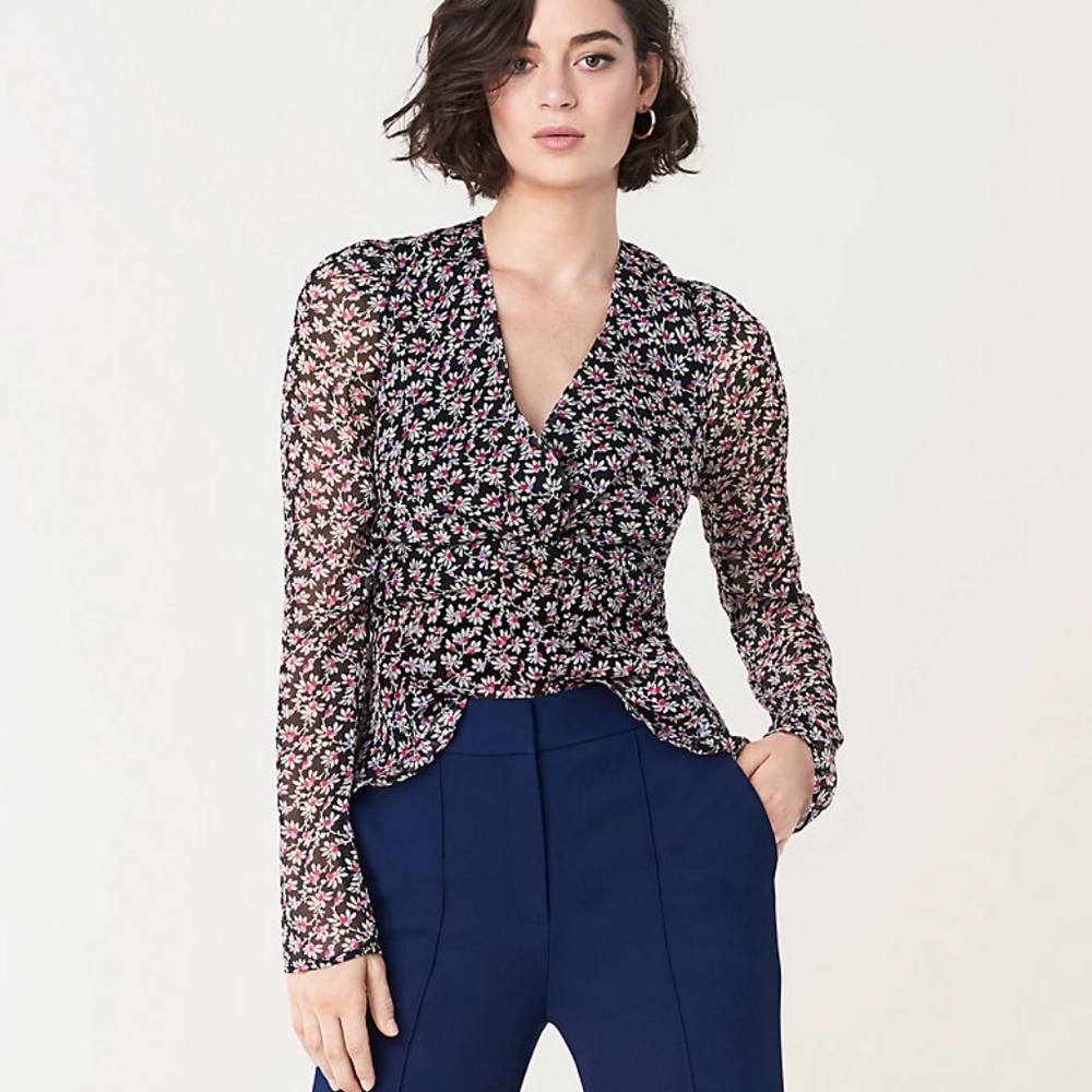 Diane von Furstenberg Eileen Crinkle Chiffon Top